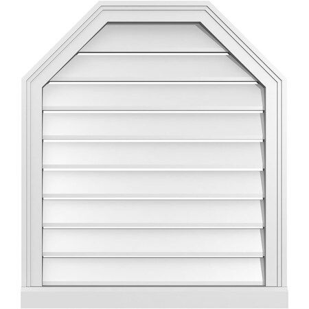Ekena Millwork Octagonal Top Surface Mount PVC Gable Vent w/ 2"W x 2"P Brickmould Sill Frame, 26"W x 30"H GVPOT26X3003SF